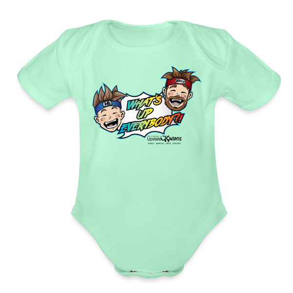 WUE?! Organic Short Sleeve Baby Onesie - light mint